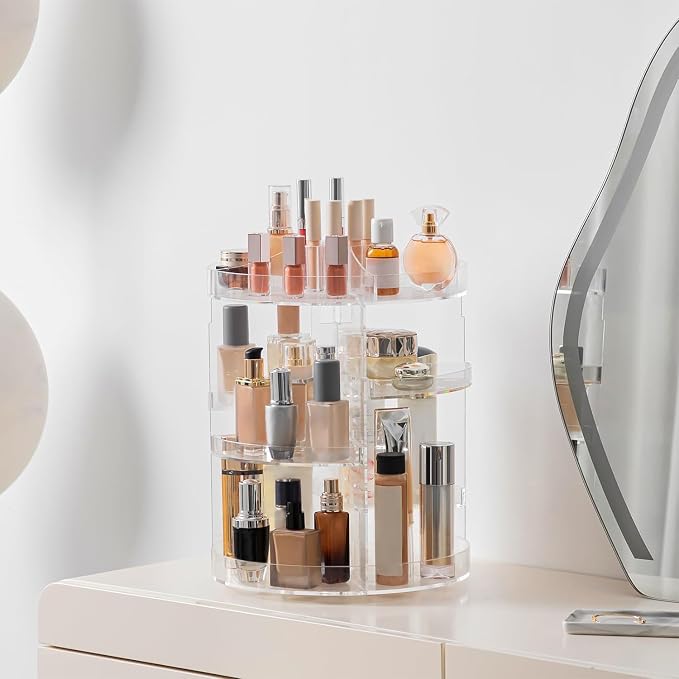HBlife 360 Rotating Makeup Organizer Plus Size Adjustable Carousel Large - Image 2