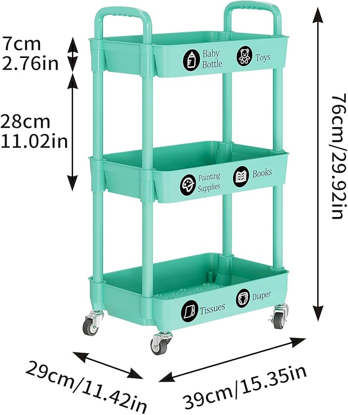 Laiensia 3-Tier Rolling Cart - Image 6