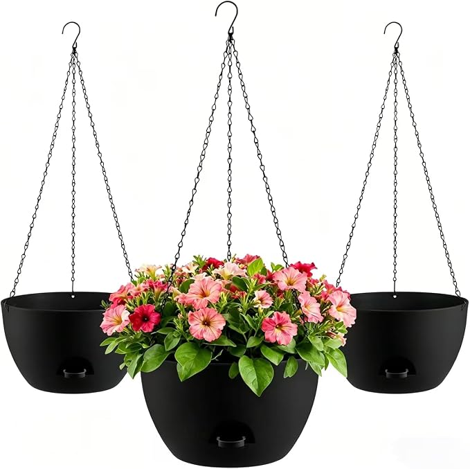 3-Piece Set of 10-Inch Hanging Planters by Unknown