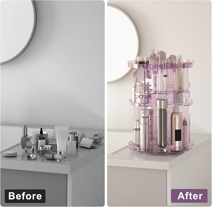 Rotating Makeup Organizer for Vanity, DIY Adjustable Tray Spinning Skincare - Image 5