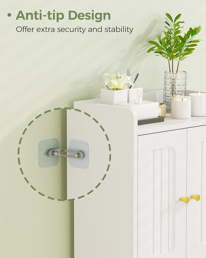 BEWISHOME Small Floor Cabinet, Toilet Paper Storage, Bathroom Storage Cabinet | - Image 7