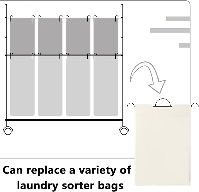 Bonuci 3 Pcs Laundry Sorter Replacement Bags Hamper Cart Removable Replacement - Image 4