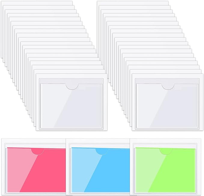 Outus 200 Pack 3.1 x 3.9 Inch Self Adhesive Label Pockets Bulk Plastic Labels by Outus