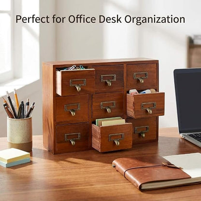 QWORK Desk Drawer Organizer, Wooden Vintage Apothecary Cabinet - Image 4