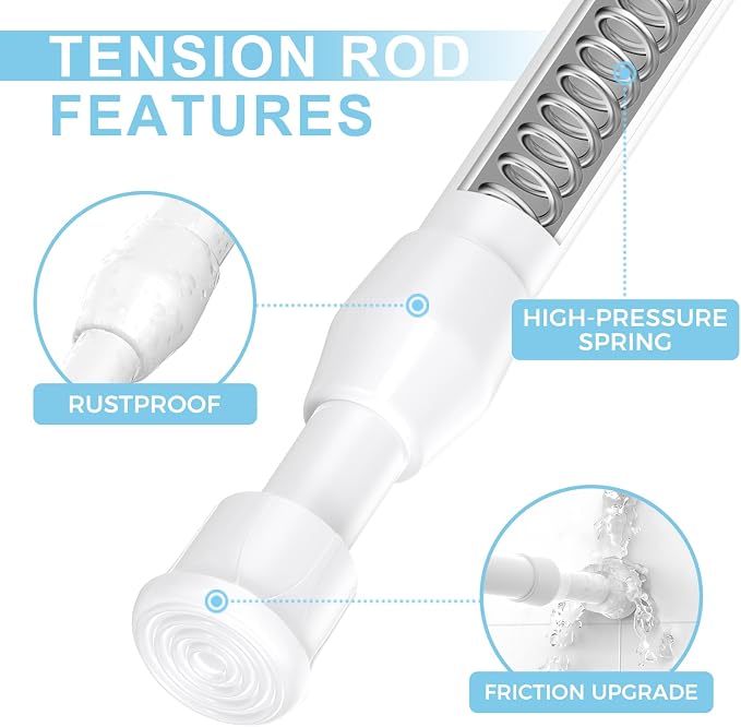 AIZESI Spring Tension Curtain Rods Short Tension Rod - Image 3