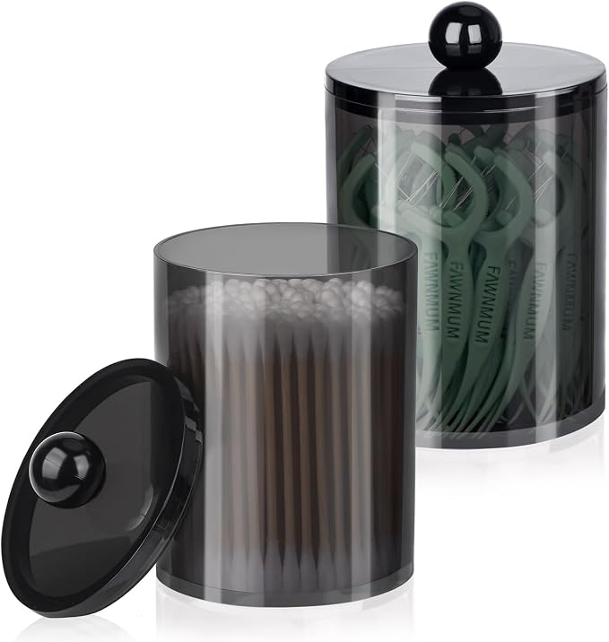 2 Pack Qtip Holder, Canister Apothecary Jar Set, Bathroom Jars by XIPENGKEJI