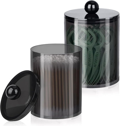 2 Pack Qtip Holder, Canister Apothecary Jar Set, Bathroom Jars by XIPENGKEJI