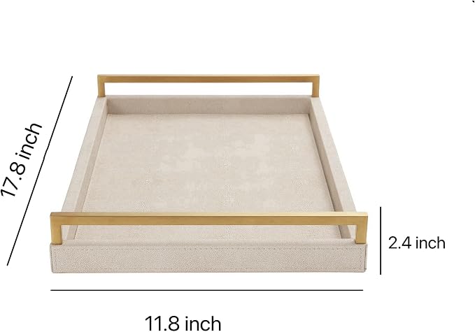 Ivory Shagreen Leather Serving Tray - Image 4