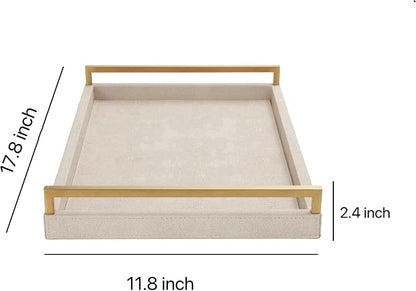 Ivory Shagreen Leather Serving Tray - Image 4