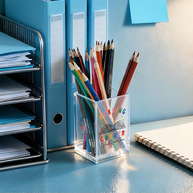 Reading Corner Acrylic Cosmetic Holder, Funny Desk Organizer - Image 4