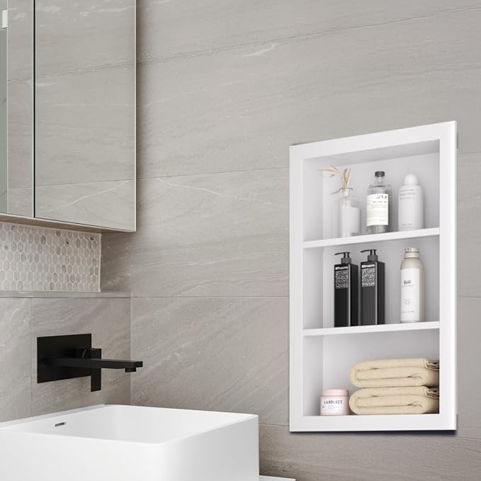 14" x 24" Stainless Steel Shower Niche, 3-Tier Waterproof Shelves, No-Tile - Image 2