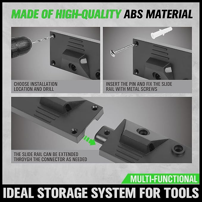 SWANLAKE Plastic 64 Inch Adjustable Storage System, Wall Mounted Hooks Tool - Image 5
