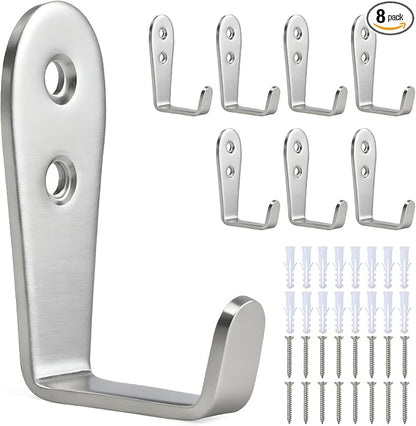 8 Pcs Stainless Steel Hooks for Hanging, Heavy Duty Hook, Wall Hooks Key Holder by IBERDE
