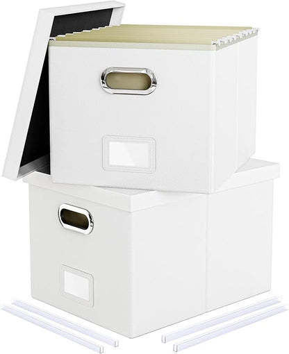 2 Pack File Storage Organizer Box, Filing Box, Portable File Box by Oterri