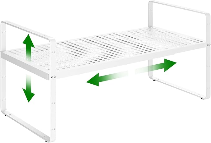 Expandable Kitchen Cabinet Shelf Organizer Rack Heavy Duty Metal Spice Rack by LOCVCDA