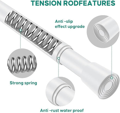 White Adjustable Shower Curtain Rod 16-28 Inches 2 pc, 7/8" Diameter Anti-slip - Image 6