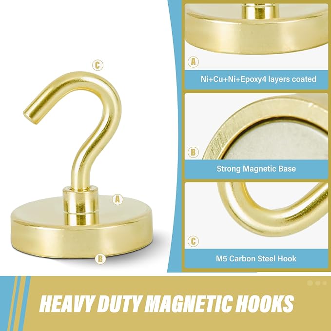 Neosmuk Magnetic Hooks, Heavy Duty 130lb+ Strong Magnet Hook - Image 6