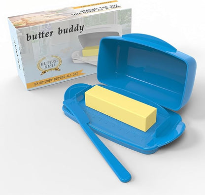 Butter Dishes with Lid for Countertop Refrigerator, Plastic Butter Dish Clear by SoulCreat