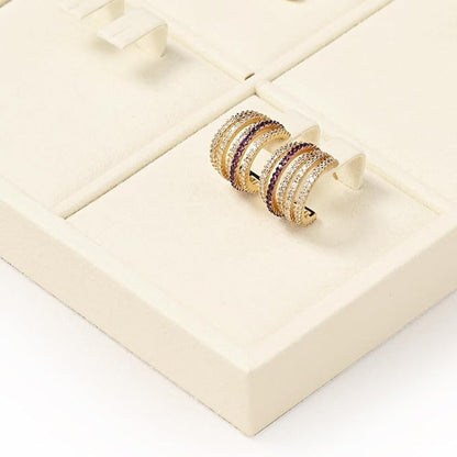 Oirlv Microfiber 4 Slots Jewelry Earring Display Tray Earring Display Organizer - Image 7