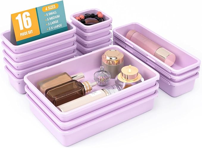 16 PCS Drawer Organizer Set, 4 Size Makeup Drawer Divider Organizer by StoreHappily