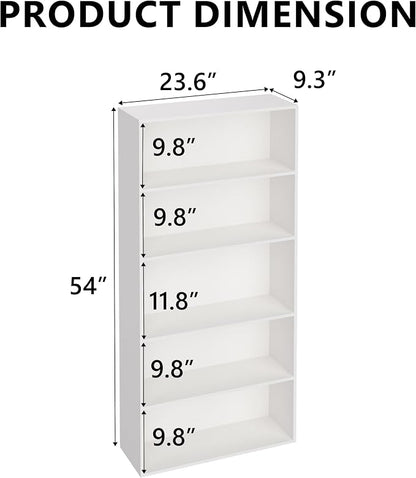 5 Tier Book Shelf, Wooden 5 Cube Storage Organizer, 54 Inch Versatile Cubes - Image 3