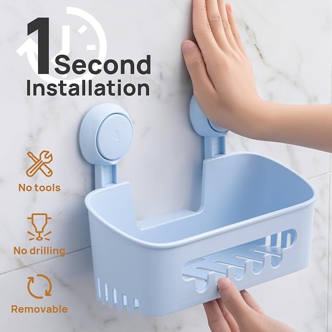 LEVERLOC Shower Caddy Suction Cup 2 Pack, Shower Organizer Removable Bathroom - Image 2