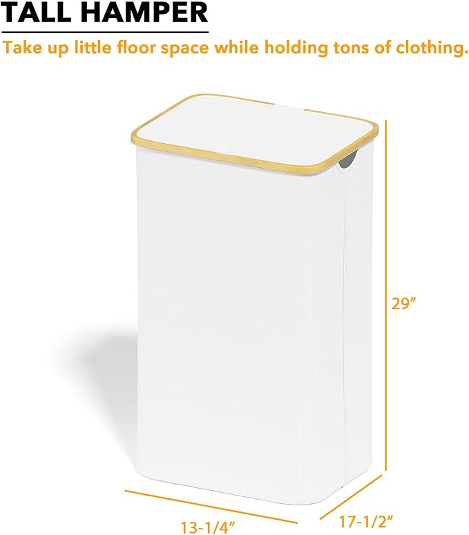 SpaceAid Laundry Hamper with Lid, 110L Large Tall Clothes Basket Bin with - Image 5