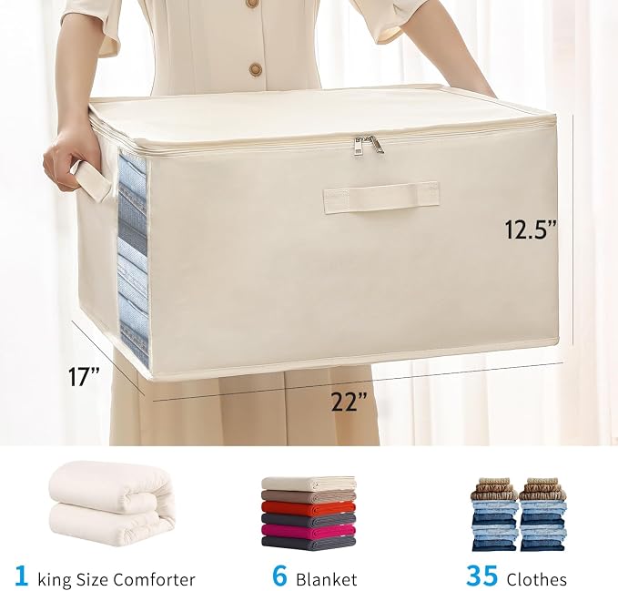 2 Pack Large Canvas Comforter Storage Bags Closet Organizer - Image 7