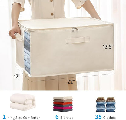 2 Pack Large Canvas Comforter Storage Bags Closet Organizer - Image 7