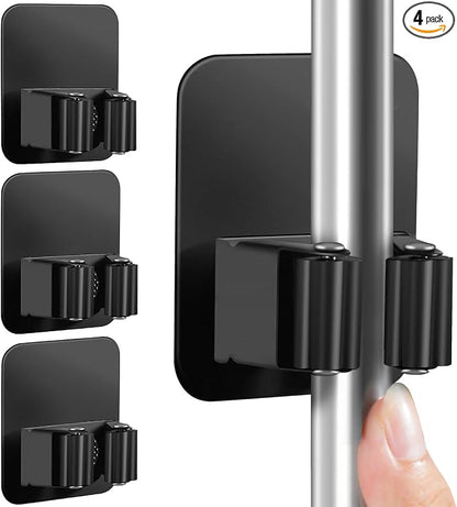 4 Pack Broom Holder Wall Mount, Improved Super Anti-Slip Mop and Broom Holder by DOMAXCAI