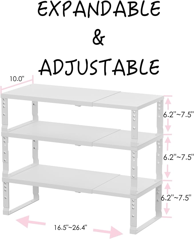 Adjustable Metal Shelving Unit, Stackable & Expendable Storage Rack - Image 3