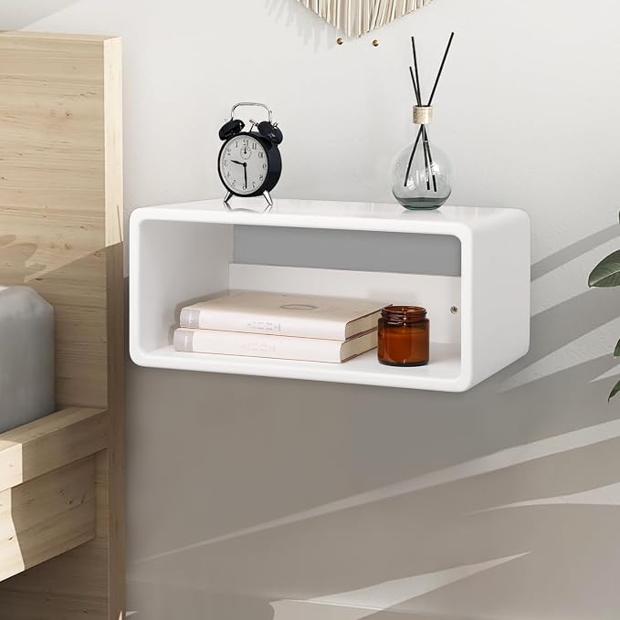 Floating Nightstand Wooden, Bedside Table, Nightstand Shelf, Wall Mounted by Unknown