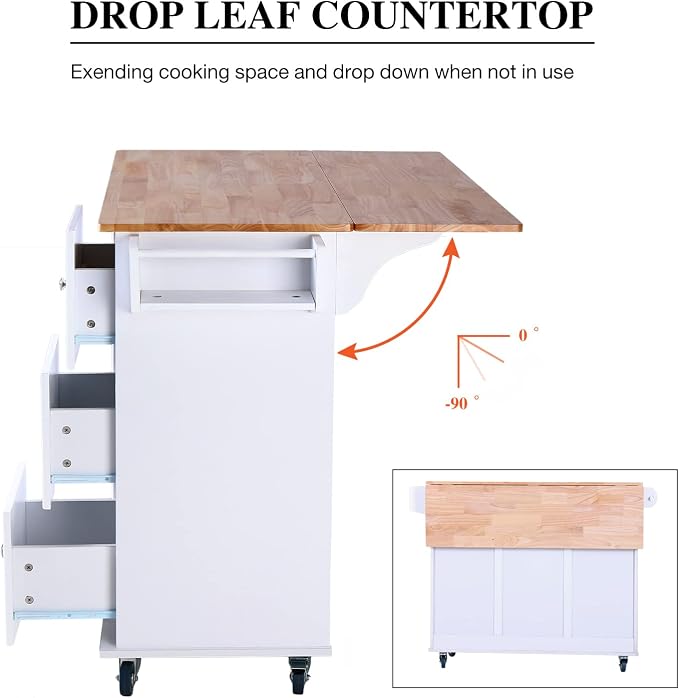 PHI VILLA Kitchen Island on Wheels Portable Kitchen Cart - Image 6