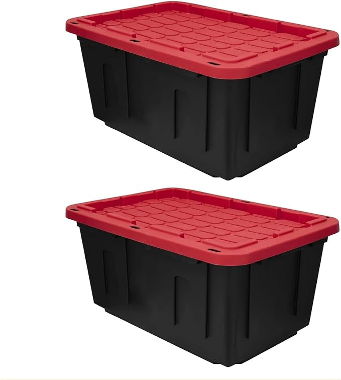 27 Gal Industrial Tote, 2 Pack Large Storage Bin, Suitable by Unknown