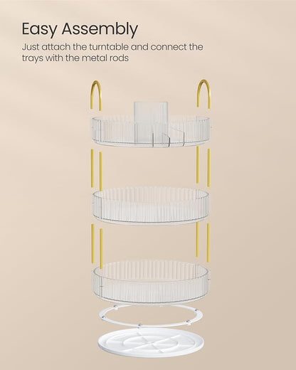 SONGMICS Makeup Organizer, 3-Tier Round Rotating Skincare Organizer Countertop - Image 7