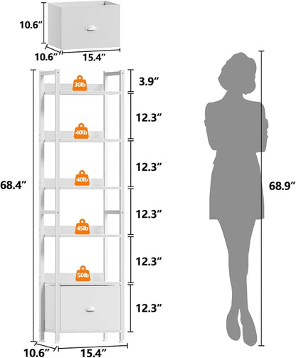 Furologee 6 Tier Bookshelf, Tall Shelf - Image 3