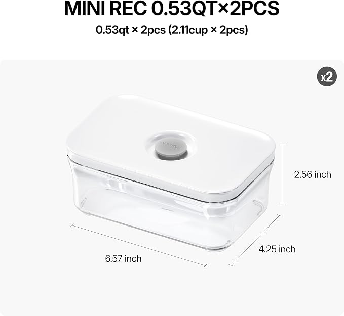 VAKUEN Premium Airtight Food Storage Containers, Mini Rectangular 2pc/set - Image 2