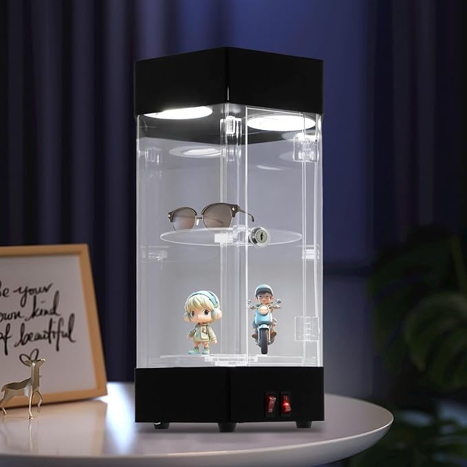 LED Electric Rotating Acrylic Display Case, Jewelry Display Case, Free Standing - Image 7