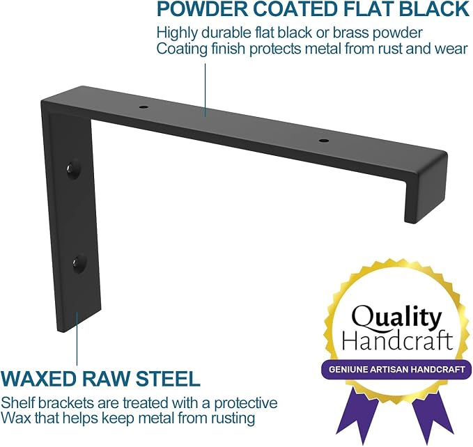 WEKIS 12 Inch Heavy Duty Floating Shelf Bracket, Wall Mounting Industrial Black - Image 6