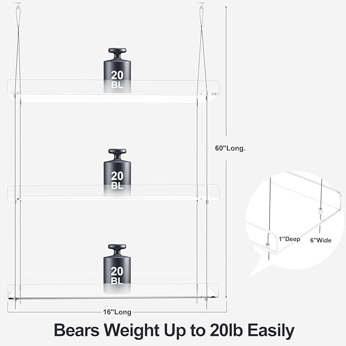 2-Pack Hanging Clear Plant Shelves - Image 3