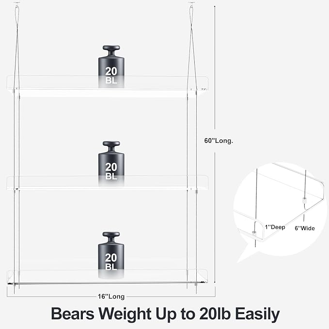 3-Tier Hanging Clear Plant Shelves - Image 3