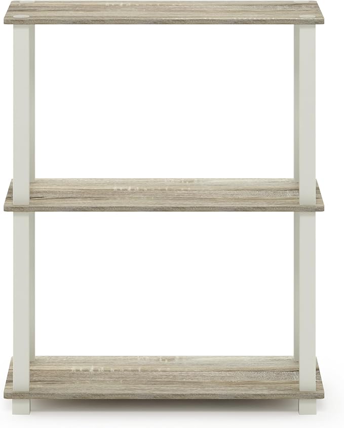 Furinno TURN-S-TUBE Storage Shelves, 3-Tier Book Shelf, Corner Shelf, Toolless - Image 4