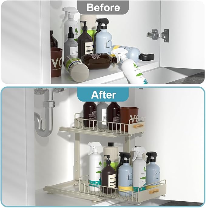 Under Sink Organizer, Pull Out Kitchen Cabinet Organizer 2 Tier Slide Out Under - Image 4