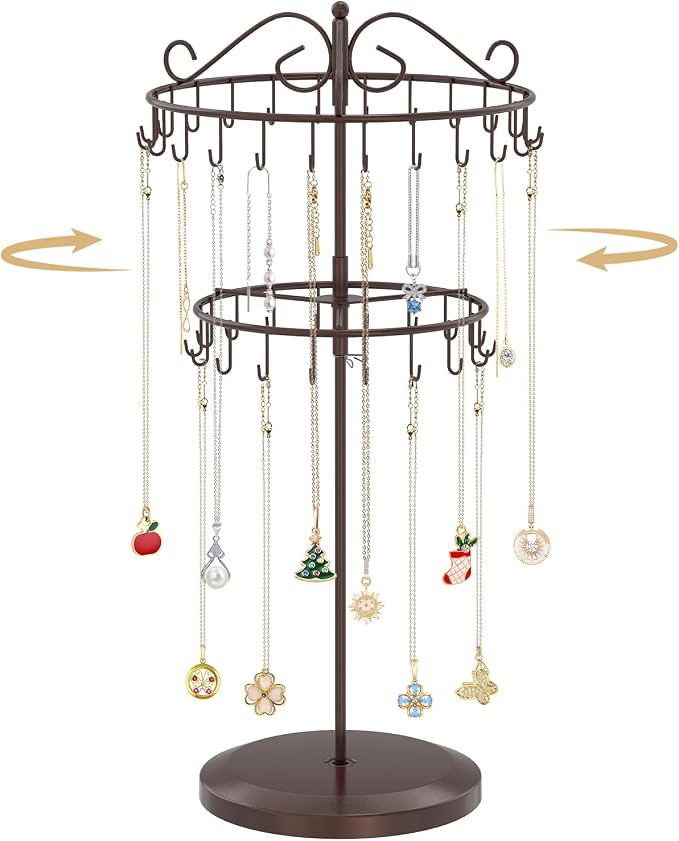 MODOWEY Rotating Necklace Holder Organizer Display Stand by MODOWEY