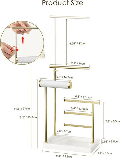 SZQINJI 5 Tier Jewelry Holder Organizer, Adjustable Height Jewelry Display - Image 8