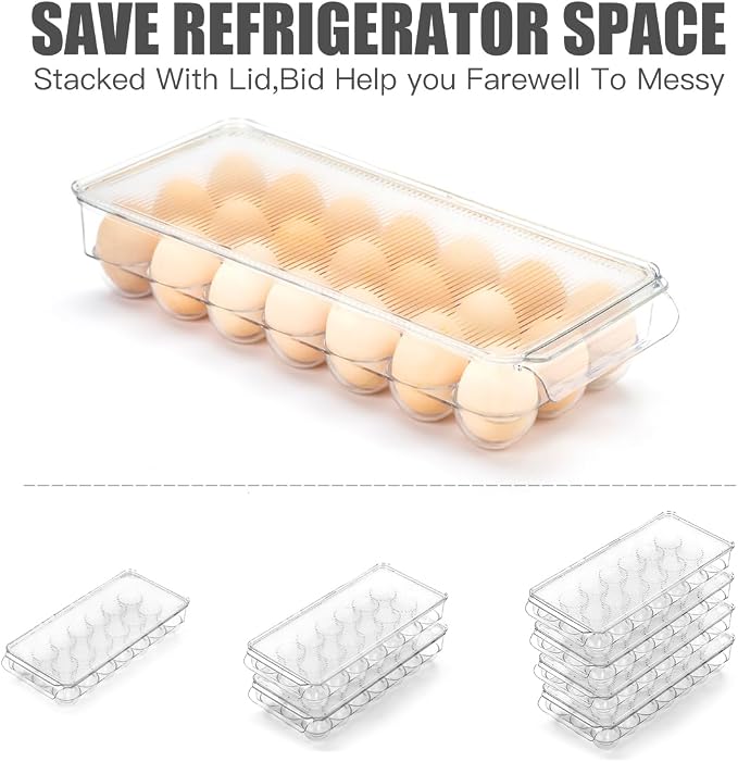 cutesun Egg Holder for Fridge, egg container for refrigerator, 2 Pack Egg Tray - Image 4