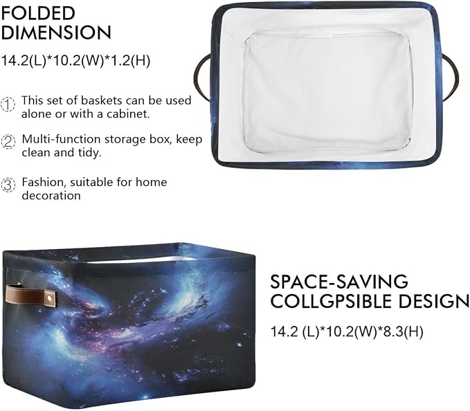 Blue and Purple Galaxy Storage Bins Box Foldable Shelf Basket - Image 2