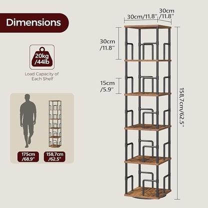 MAHANCRIS 5-Tier Rotating Bookshelf, Freestanding Corner Bookshelf, 360° - Image 3