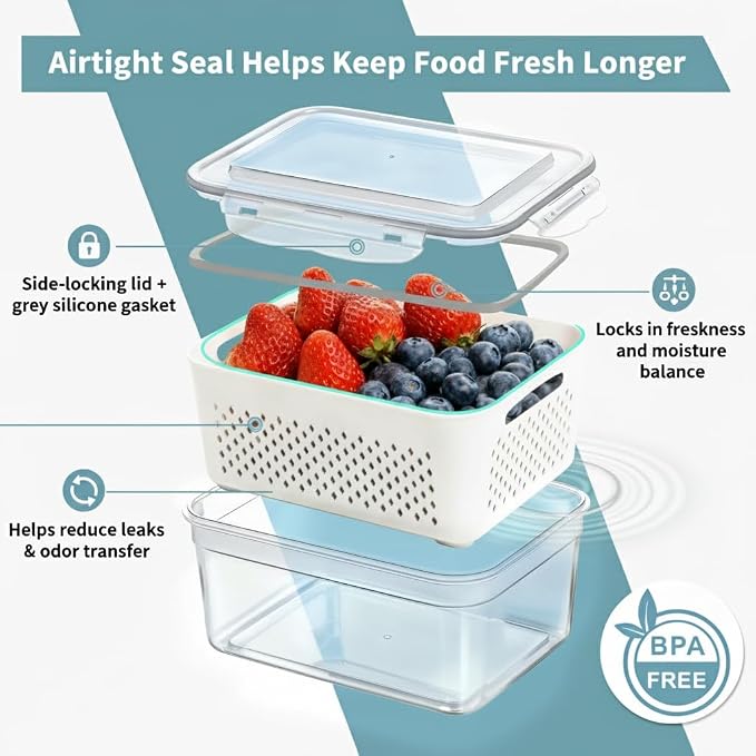 Fruit Storage Containers for Fridge 2 Pack, Fridge Organizers and Storage - Image 5