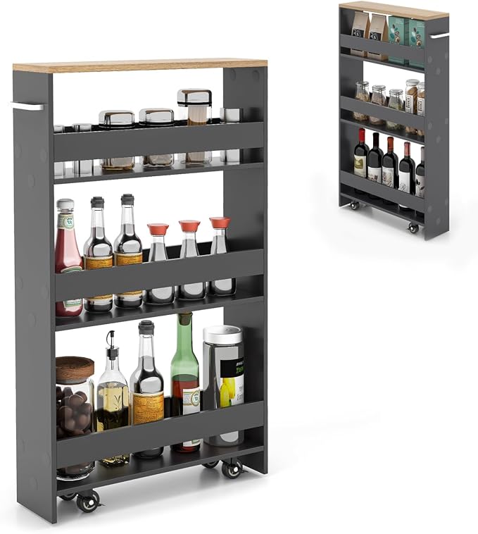 Rolling Storage Cart, 4 Tier Slim Storage Cabinet by DREAMADE